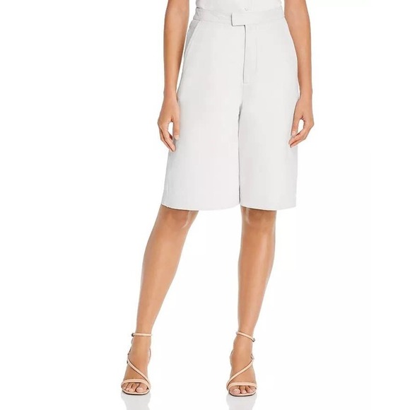 REMAIN Birger Christensen Manu Leather Bermuda Shorts Bright White 34 /US 4 NWT - Picture 1 of 10